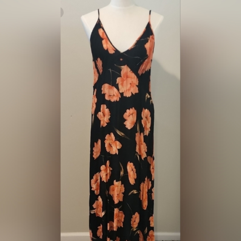 Patrons of Peace Black and Orange Floral Dress